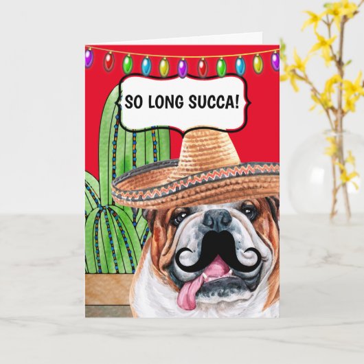 Grappige cactus zo lang succa Mexicaanse buldog Kaart (Gele Bloem)