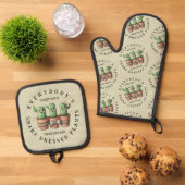 Grappige cactussen Iedereen is gek over scherp ... Ovenwant & Pannenlap Set (Top down)