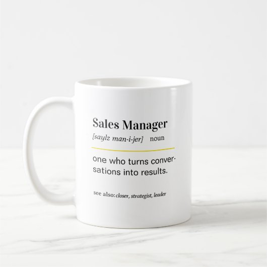 Grappige cadeau mok voor salesmanager (Links)