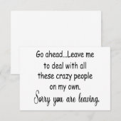 grappige cadeaus voor collega die weggaat bedankkaart (Voorkant / Achterkant)