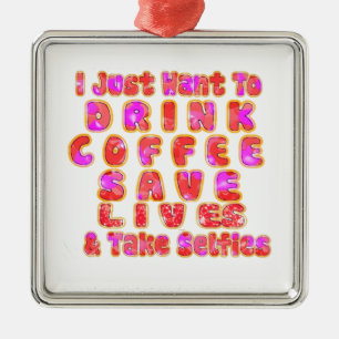 Grappige cadeaus voor koffieliefhebbers metalen ornament