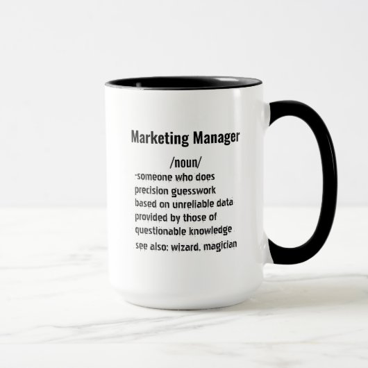 Grappige cadeaus voor marketingmanagers definitie mok (Rechts)