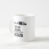GRAPPIGE Cafeïne Diesel En Jezus Grunge Trucker Koffiemok (Voorkant links)