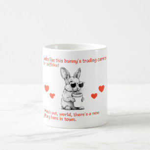 Grappige cafeïne konijn koffie liefhebber citaat koffiemok