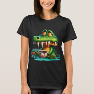 Grappige cafeïne krokodil koffieliefhebber vrouw o t-shirt