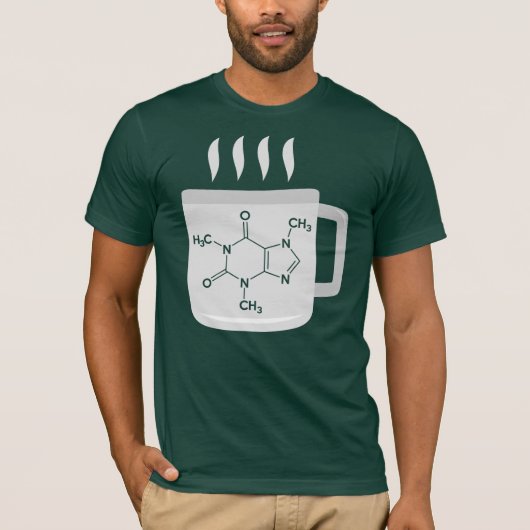 Grappige Cafeïne Molecule Chemie Koffie Nieuwighei T-shirt (Voorkant)