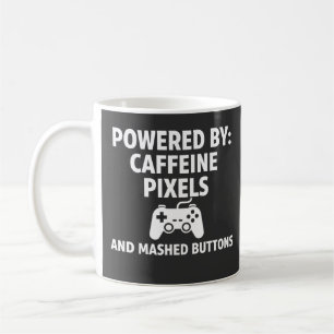 Grappige cafeïne pixels en kapotte knoppen gamer s koffiemok