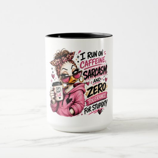 Grappige cafeïne sarcasme eenden mok (Midden)