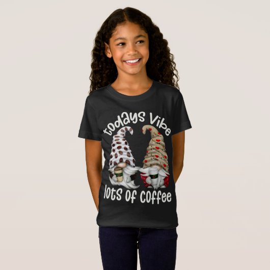 Grappige cafetaria veel koffie kabouters t-shirt (Voorkant volledig)