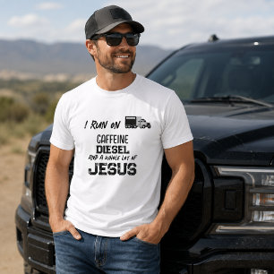 GRAPPIGE Caffeïne Diesel En Jezus Grunge Vrachtwag T-shirt