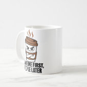 Grappige Caffeïne Eerst Mensen Later Mok Introvert (Voorkant links)