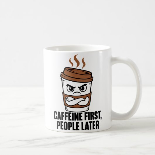 Grappige Caffeïne Eerst Mensen Later Mok Introvert (Rechts)