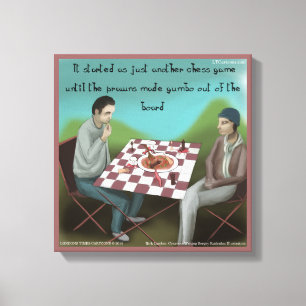 Grappige Cajun schaak canvas print
