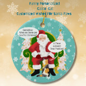 Grappige Calico Cat bezoekt de Kerstman met hilari Keramisch Ornament
