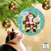 Grappige Calico Cat bezoekt de Kerstman met hilari Keramisch Ornament