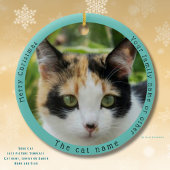 Grappige Calico Cat bezoekt de Kerstman met hilari Keramisch Ornament