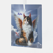 Grappige Calico Demon en Angel Cat Glas Ornament (Voorkant links)