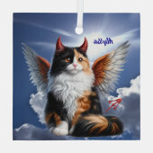 Grappige Calico Demon en Angel Cat Glas Ornament (Achterkant)