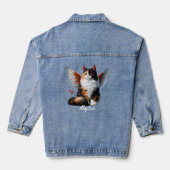 Grappige Calico Duivel en Engel Kat Denim Jacket (Achterkant)