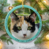 Grappige Calico Kat Bezoeken Santa Custom Kerstmis Keramisch Ornament