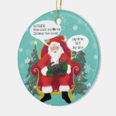 Grappige Calico-kat bezoekt de kerstman met hilari Keramisch Ornament (Links)