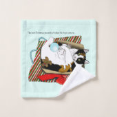 Grappige Calico Kat Kerstcadeau Doos Bad Handdoek (Wasdoekje)