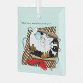 Grappige Calico Kat Kerstcadeau Doos Glas Ornament (Voorkant links)