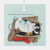 Grappige Calico Kat Kerstcadeau Doos Glas Ornament (Voorkant)