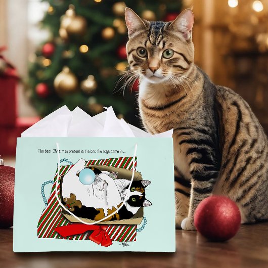 Grappige Calico Kat Kerstcadeau Doos Groot Cadeauzakje