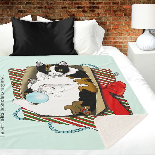 Grappige Calico Kat Kerstcadeau Doos Sherpa Deken