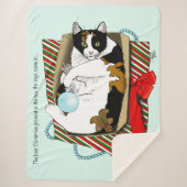 Grappige Calico Kat Kerstcadeau Doos Sherpa Deken (Voorkant)