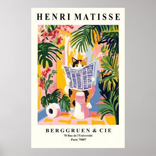 Grappige Calico Kat Print - Matisse Stijl Badkamer (Voorkant)