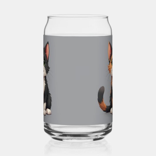 Grappige Calico Kitten met Cattitude Blikvorm Glas (Links)