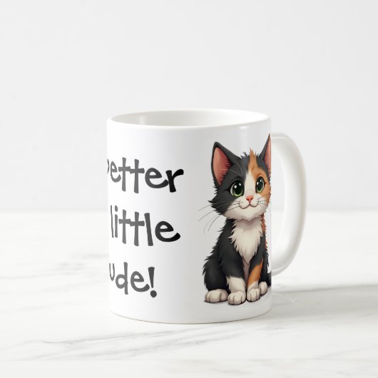 Grappige Calico Kitten met Cattitude Koffiemok (Voorkant rechts)