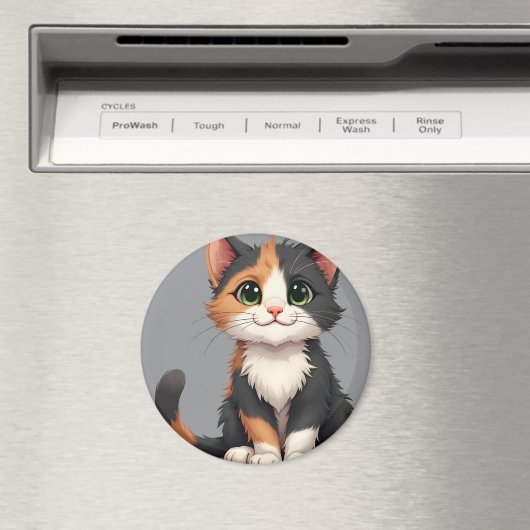 Grappige Calico Kitten met Cattitude Magneet (Insitu (Vaatwasser))