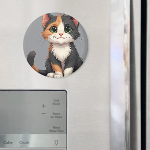 Grappige Calico Kitten met Cattitude Magneet