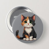 Grappige Calico Kitten met Cattitude Ronde Button 7,6 Cm (Voorkant /achterkant)