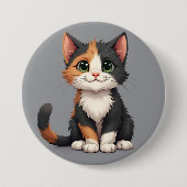 Grappige Calico Kitten met Cattitude Ronde Button 7,6 Cm (Voorkant)