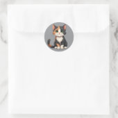 Grappige Calico Kitten met Cattitude Ronde Sticker (Tas)
