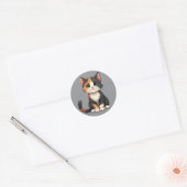 Grappige Calico Kitten met Cattitude Ronde Sticker (Envelop)