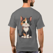 Grappige Calico Kitten met Cattitude T-shirt (Achterkant)