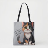 Grappige Calico Kitten met Cattitude Tote Bag (Voorkant)