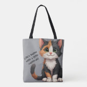 Grappige Calico Kitten met Cattitude Tote Bag (Achterkant)