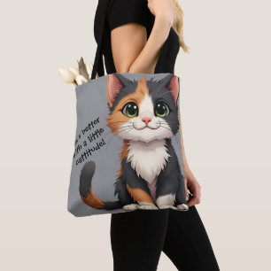 Grappige Calico Kitten met Cattitude Tote Bag