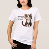 Grappige Calico Kitten met Cattitude Tri-Blend Shirt (Voorkant)