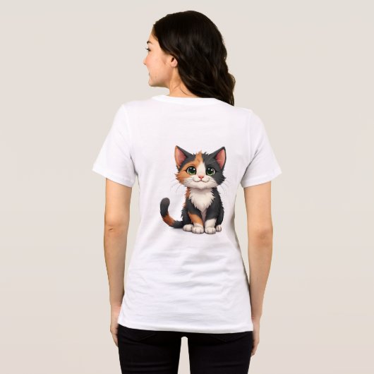 Grappige Calico Kitten met Cattitude Tri-Blend Shirt (Achterkant volledig)