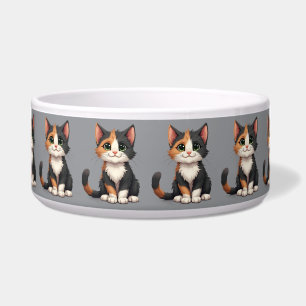 Grappige Calico Kitten met Cattitude Voerbakje