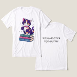 Grappige Calico Kitten met Polka-Dot Bow Tri-Blend Shirt