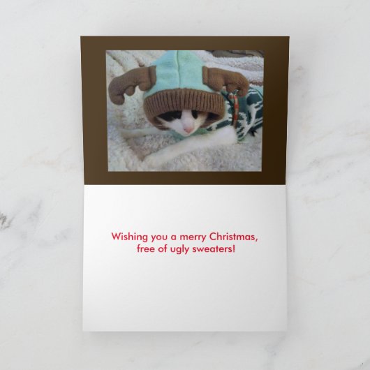 grappige calicokat in de kaart van Chrismas van de (Binnen)