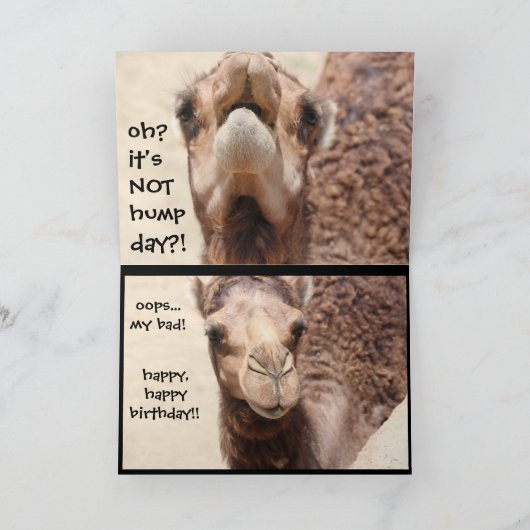 Grappige Camel Hump Dag Verjaardag Kaart 2 (Binnen)